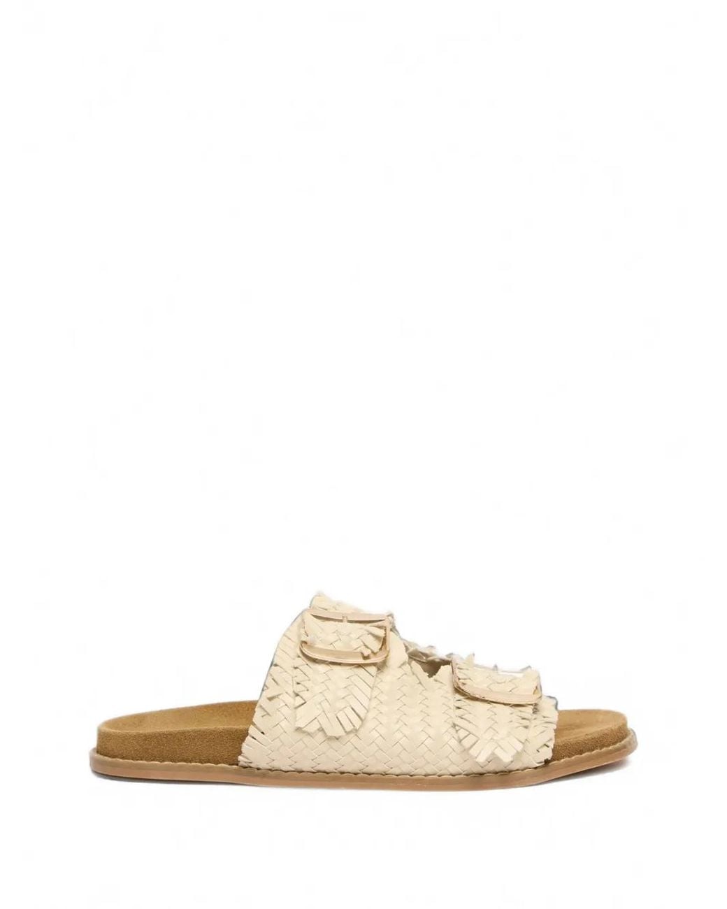 Pennyblack White Woven Buckle-Fastening Sandals