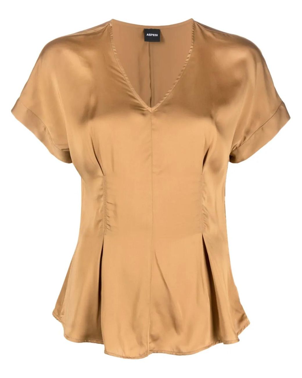 Aspesi Natural Satin-Finish Flared Blouse