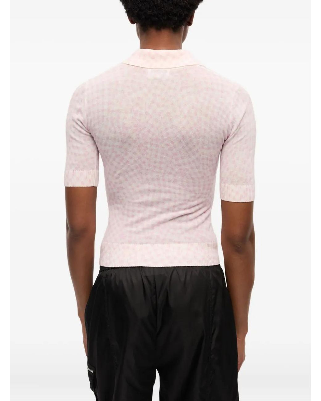 Ganni Pink Patterned-Jacquard Top
