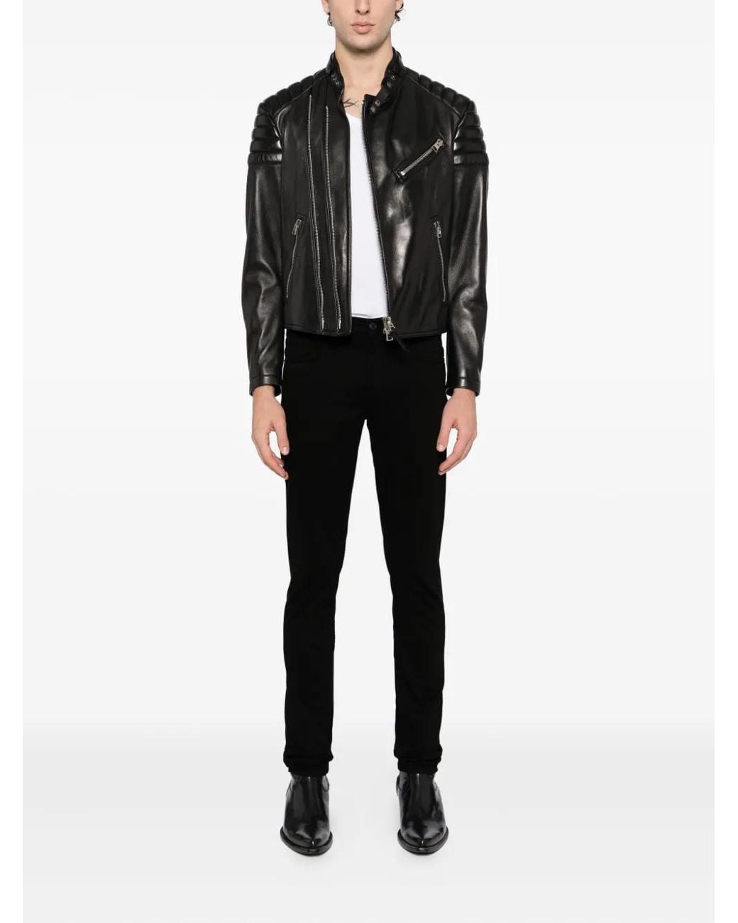 Tom Ford Black Leather Biker Jacket for men