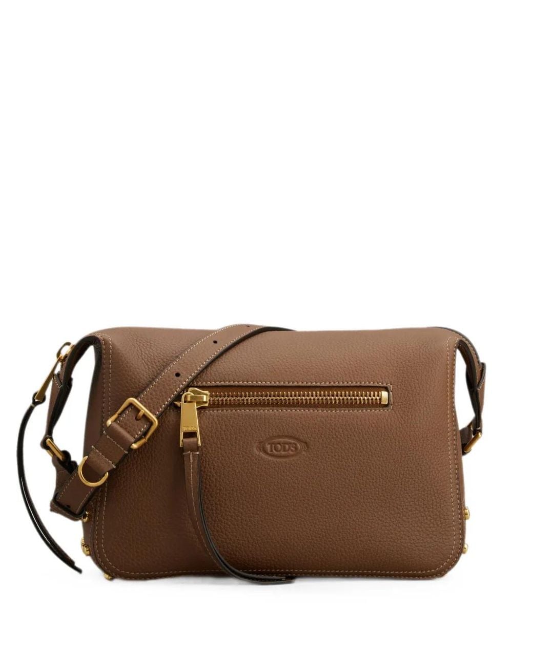 Tod's Brown Metal Dots Mini Leather Shoulder Bag