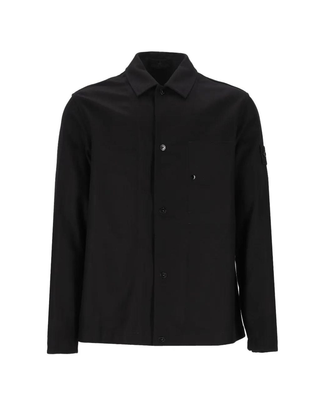Stone Island Black 1200020 Wool Nylon Flannel_S.I. Ghost Overshirt for men