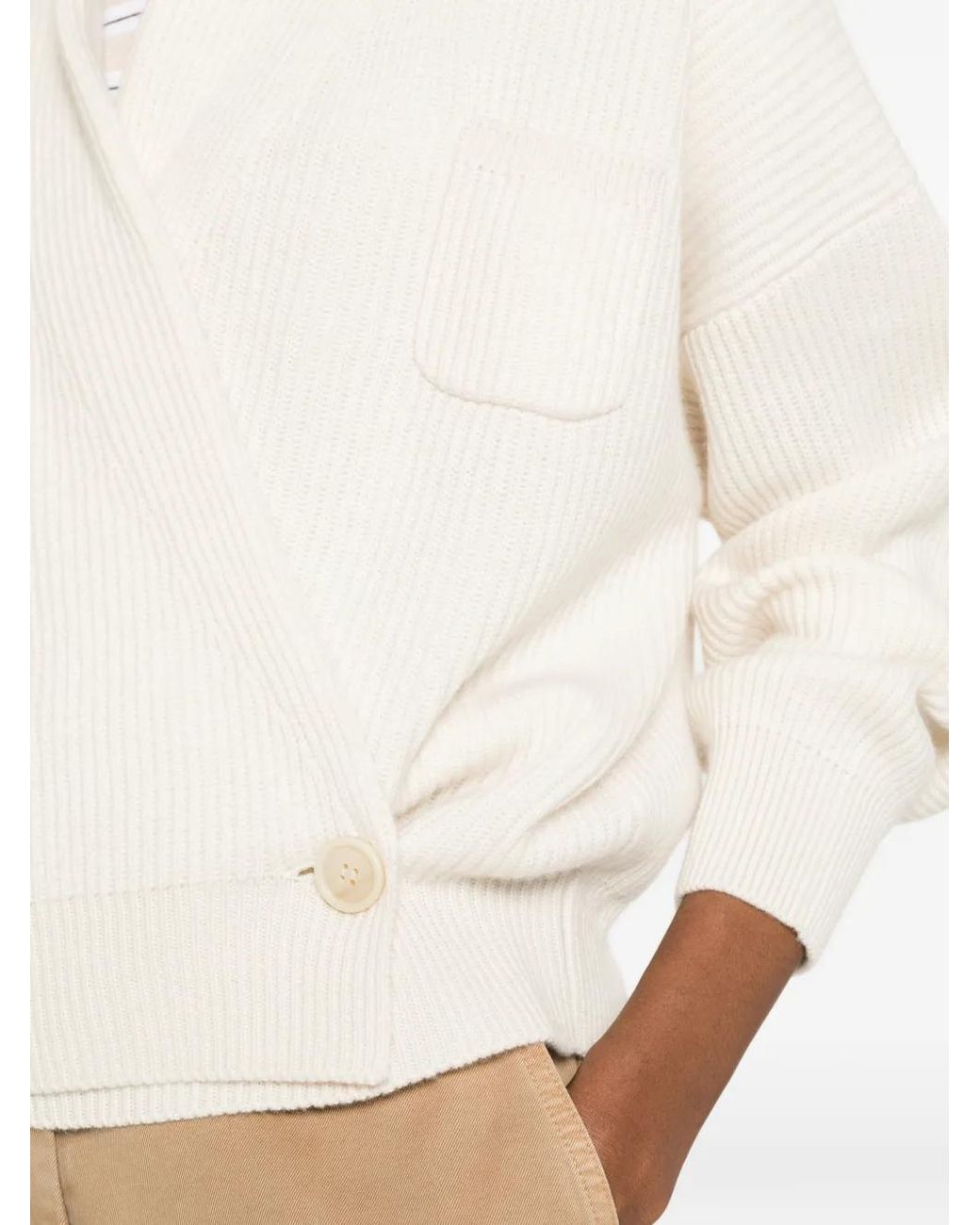 Brunello Cucinelli White Pull Nervuré À Design Cache-Cœur