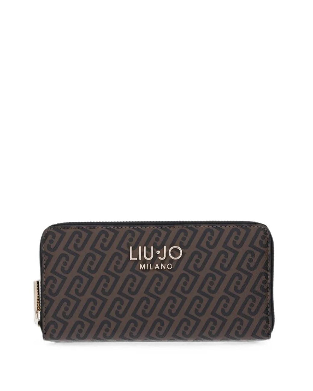 Liu Jo Gray Monogram-Pattern Zip-Around Wallet