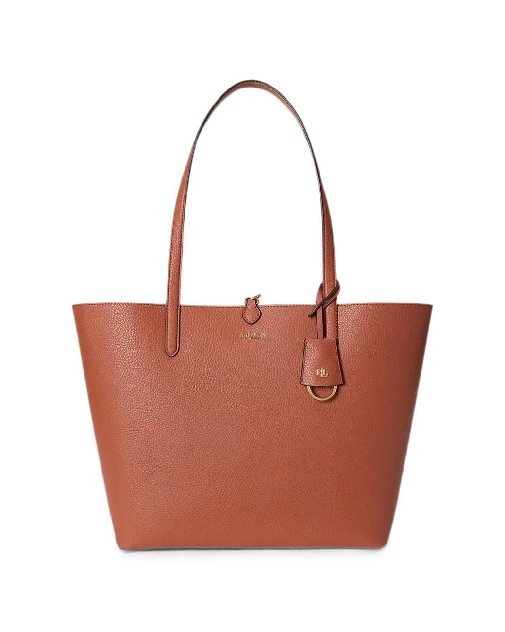 Ralph Lauren White Logo-Plaque Pebbled Tote Bag