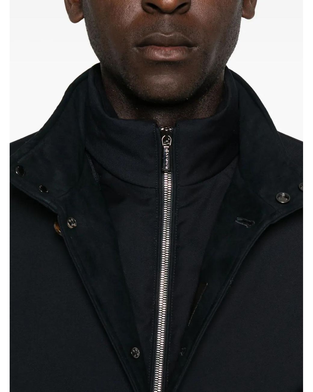Moorer Black Button-Fastening Bomber Jacket for men