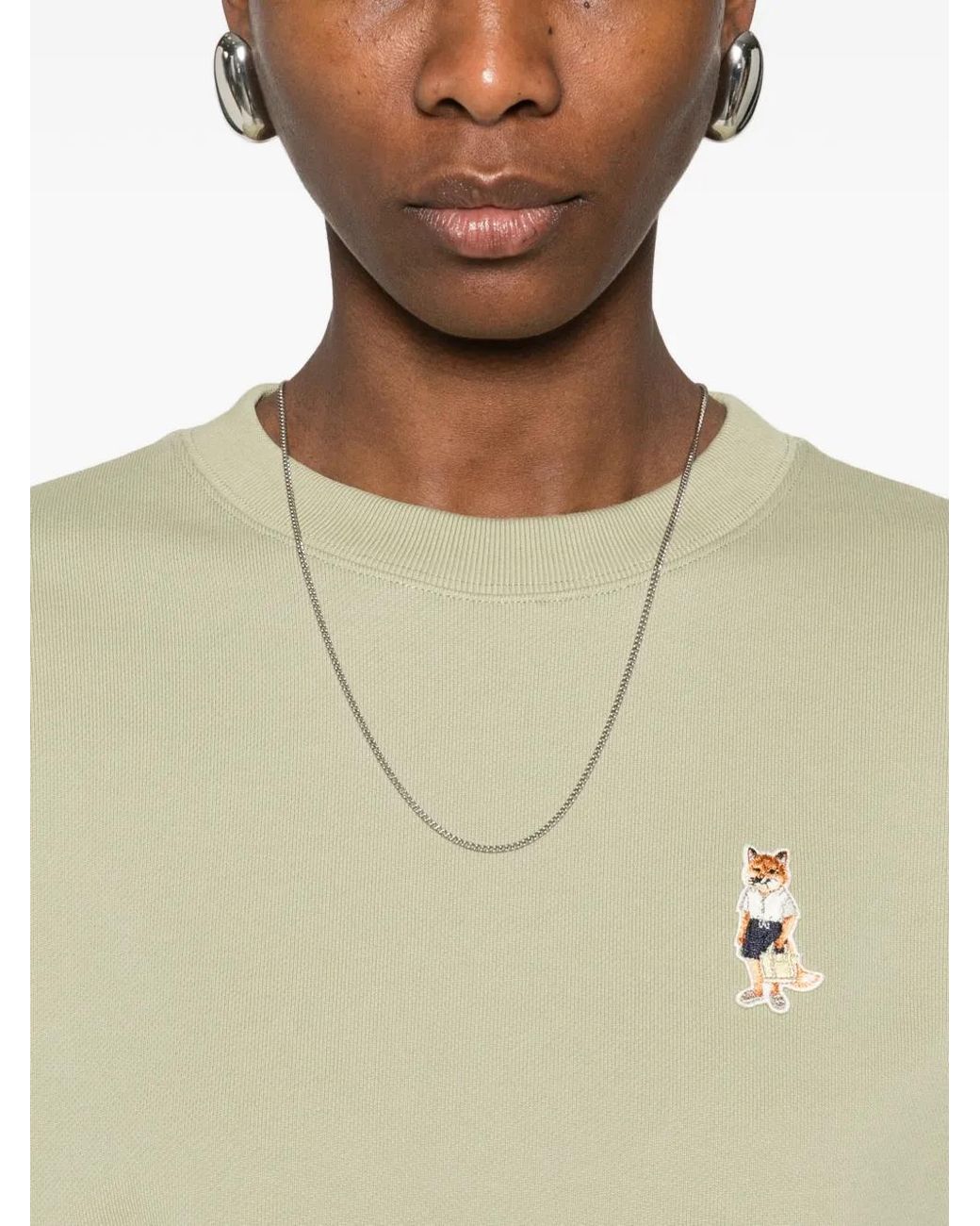 Maison Kitsuné Green Sweat À Broderie Renard