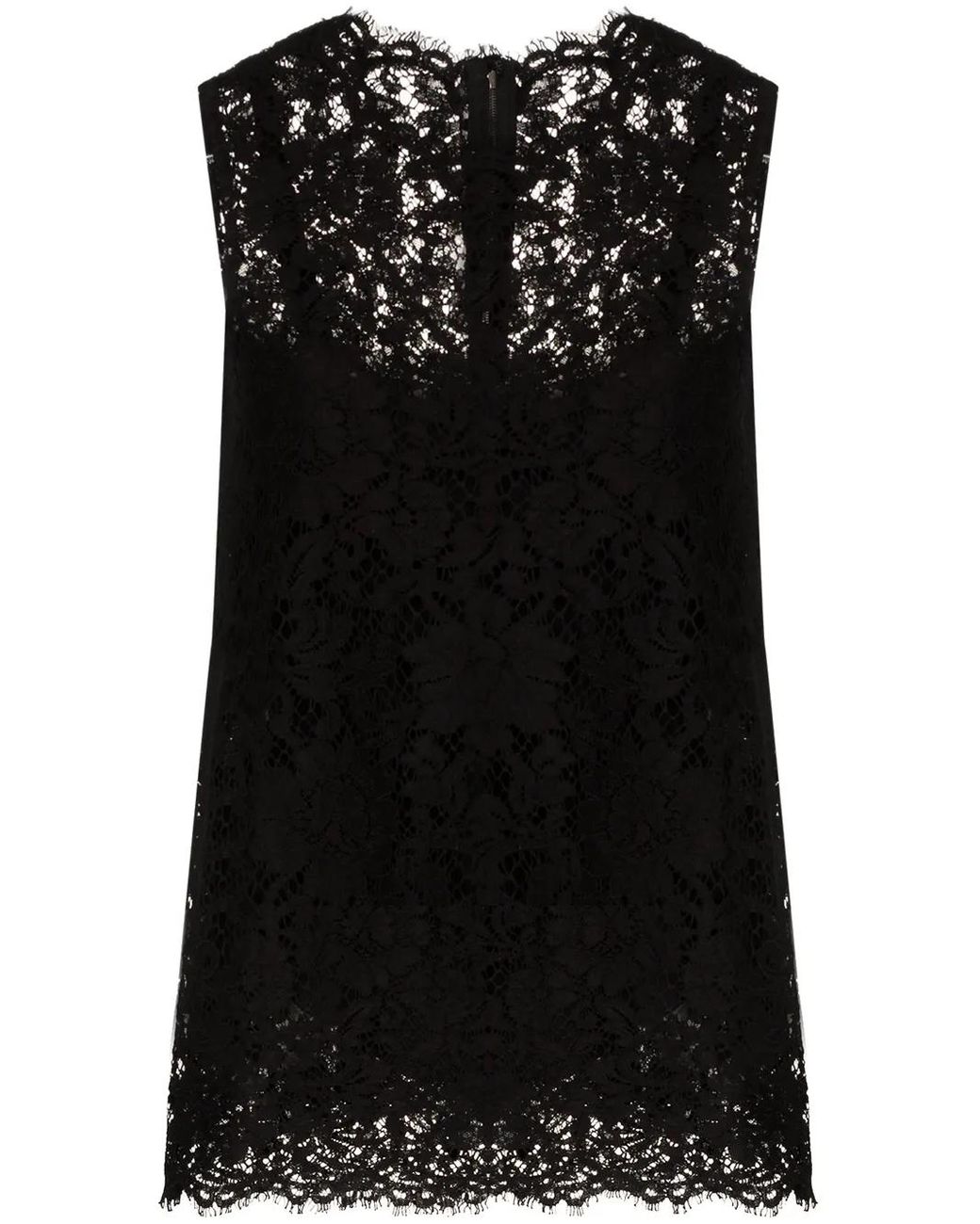 Dolce & Gabbana Black Cordonetto-Lace Sleeveless Tank Top