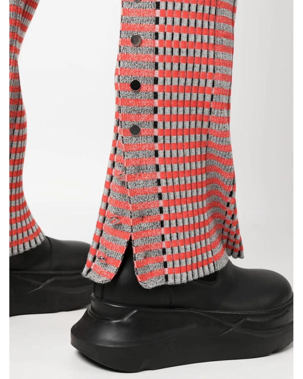 Rabanne Red Robe En Maille Nervurée À Carreaux