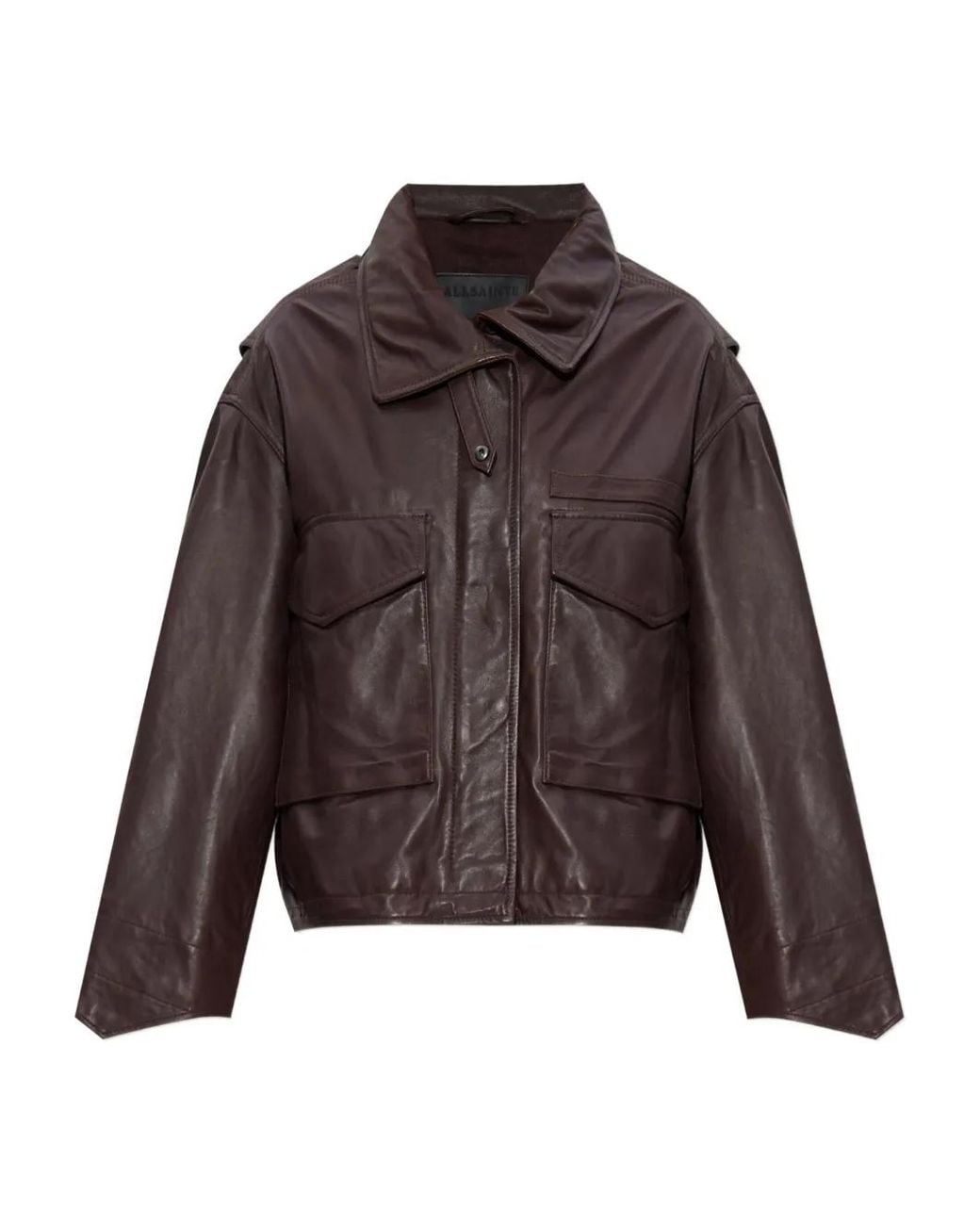 AllSaints Brown Clay Leather Jacket