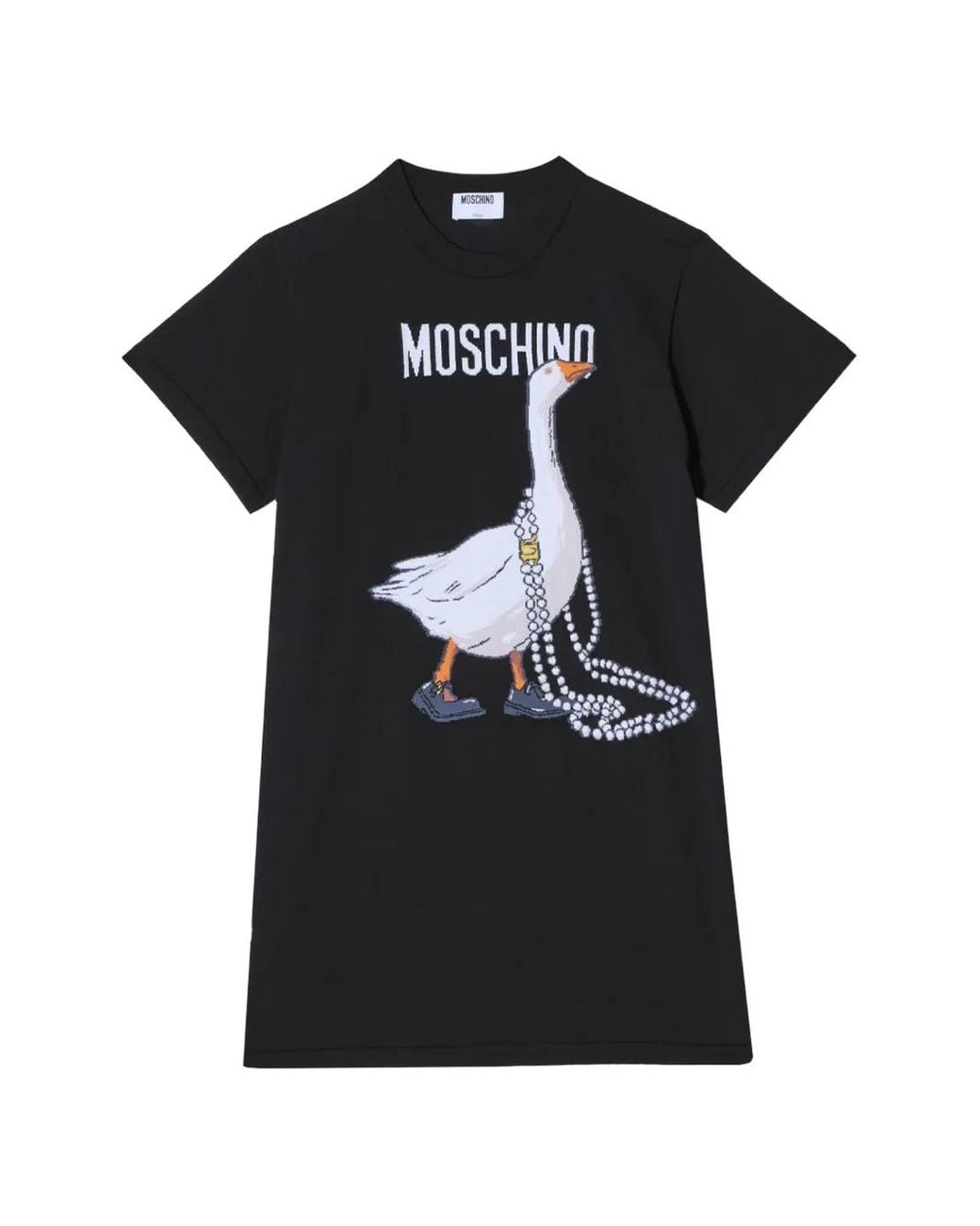 Moschino Black Goose-Print T-Shirt Mini Dress