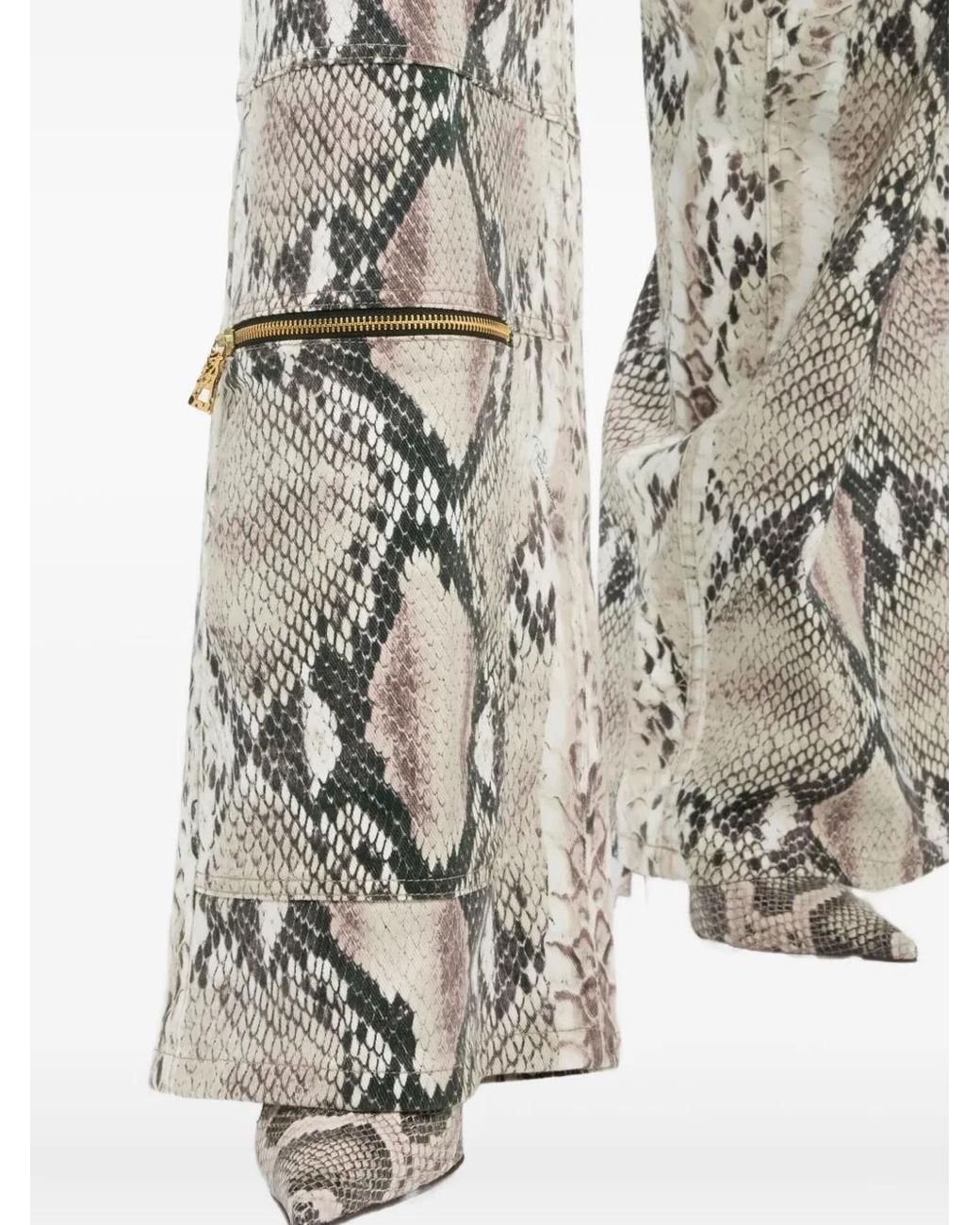 Roberto Cavalli White Cargohose Mit Python-Print