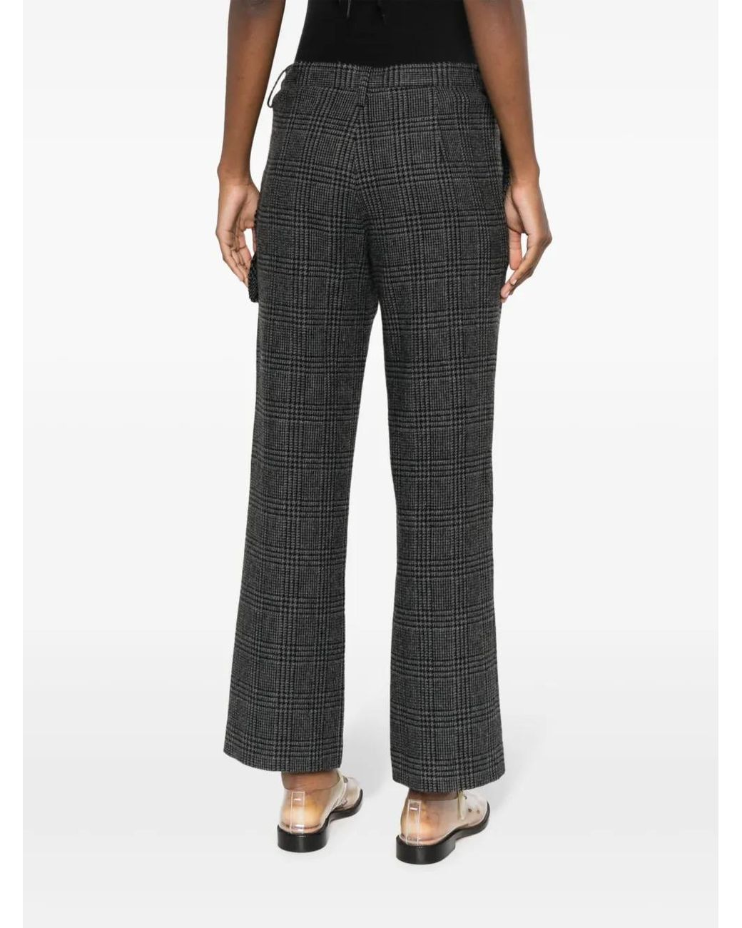 Yohji Yamamoto Gray Houndstooth Straight-Leg Trousers