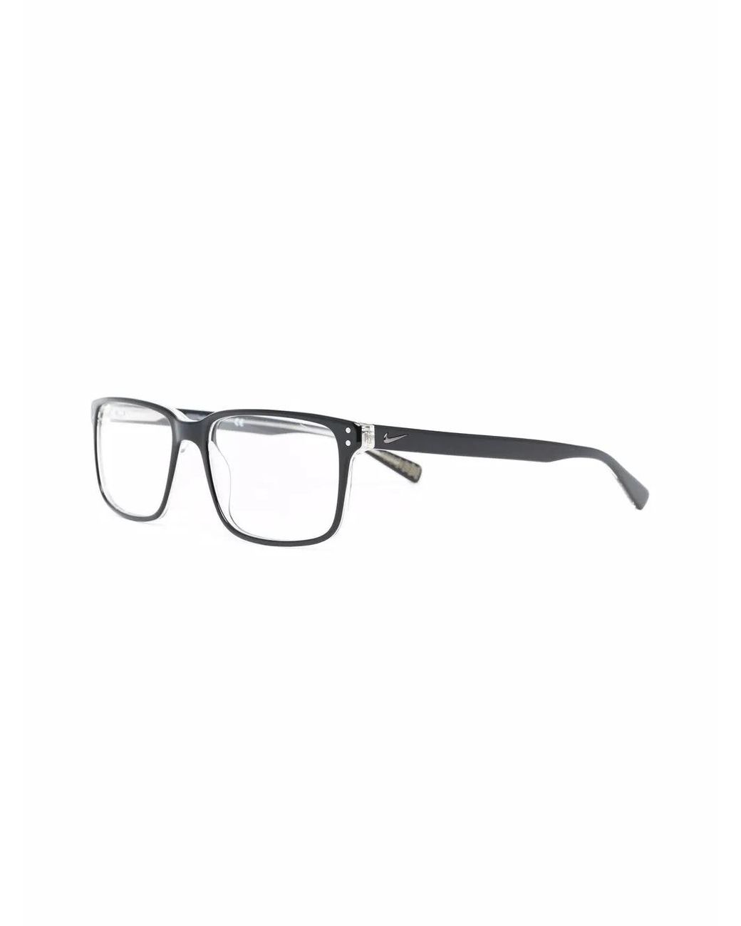 Nike Brown Rectangle-Frame Logo-Print Glasses