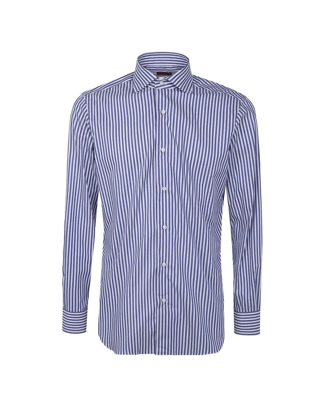 Barba Napoli Blue Striped Shirt for men
