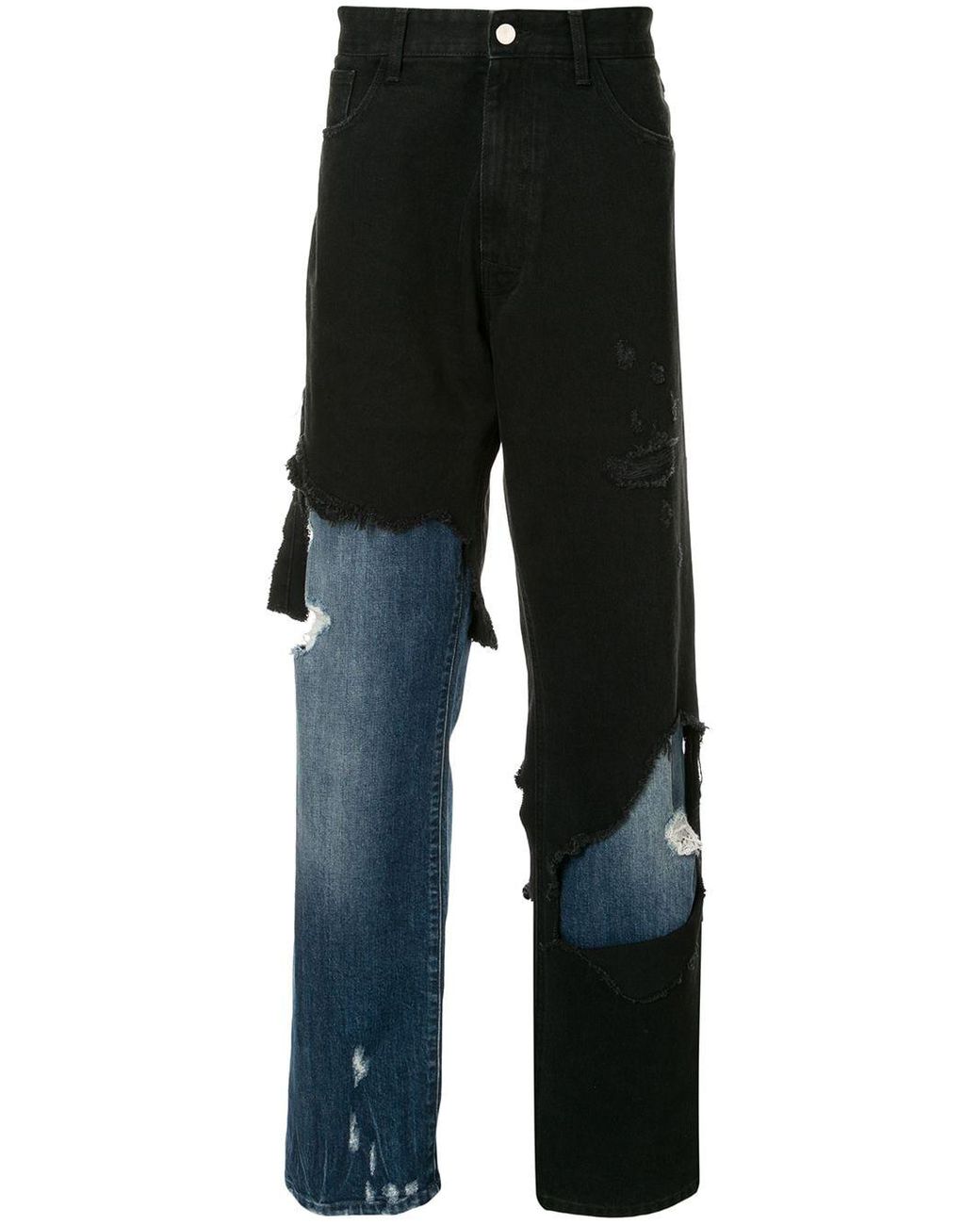 Raf Simons Men's Black Distressed Double-layer Jeans