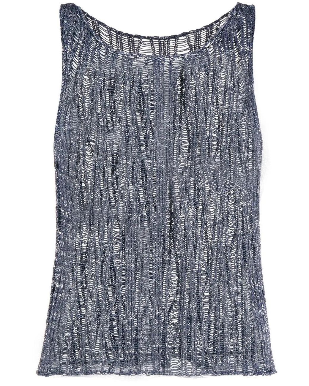 Voz Blue Lace Knit Tank Top