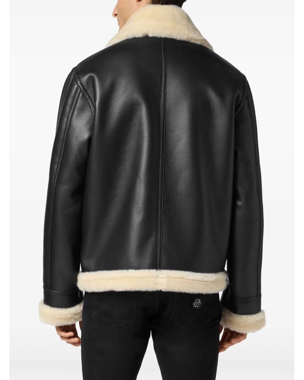 Philipp Plein Black Eco Shearling Jacket for men