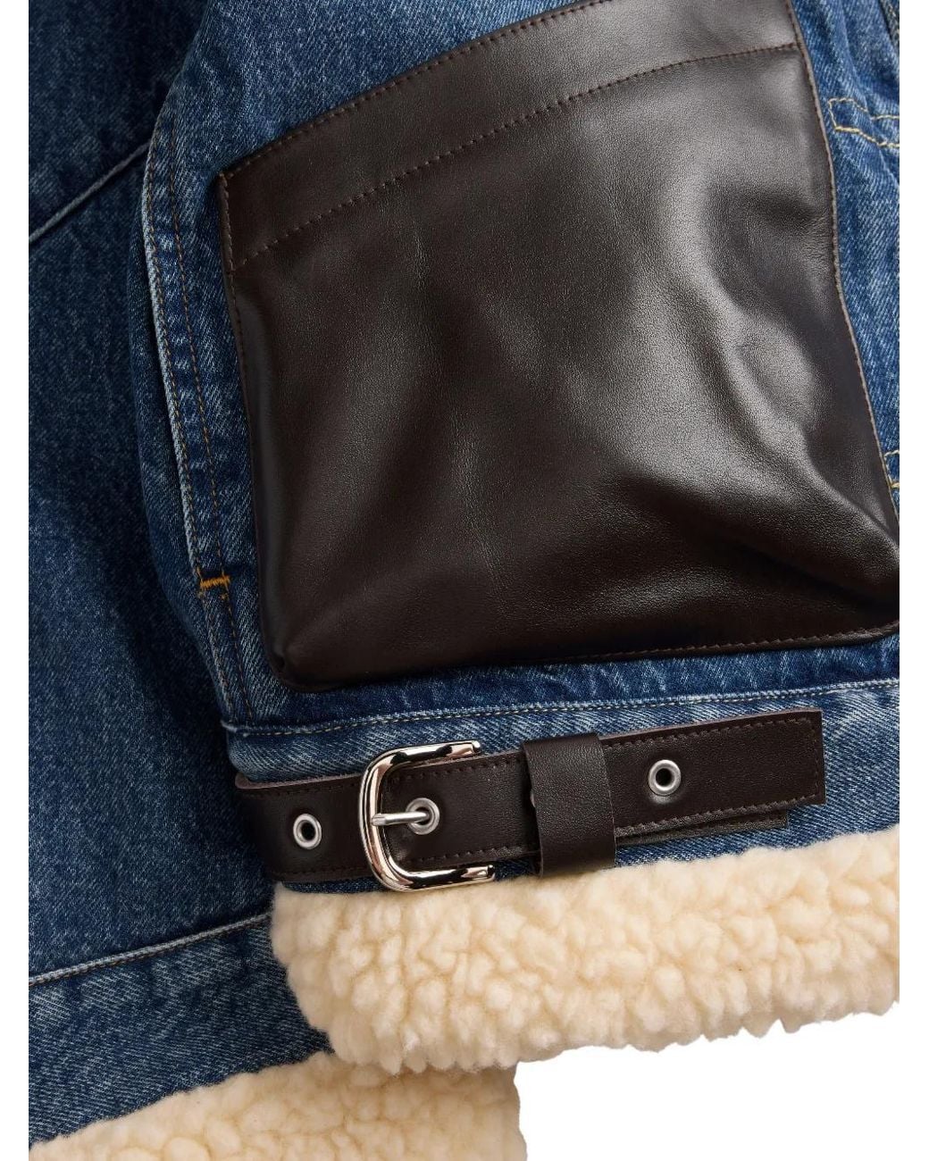 Sacai Blue X Levi's Leather-Trim Denim Jacket