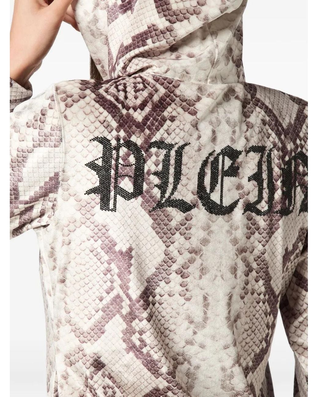 Philipp Plein Natural Zip Hoodie All-Over Python