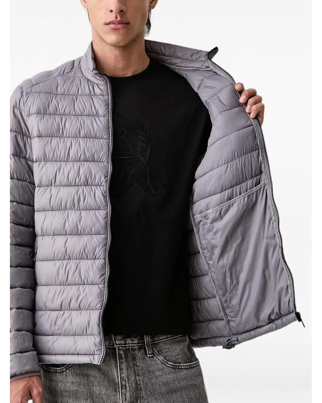 Karl Lagerfeld Gray Ikonik Quilted Jacket for men