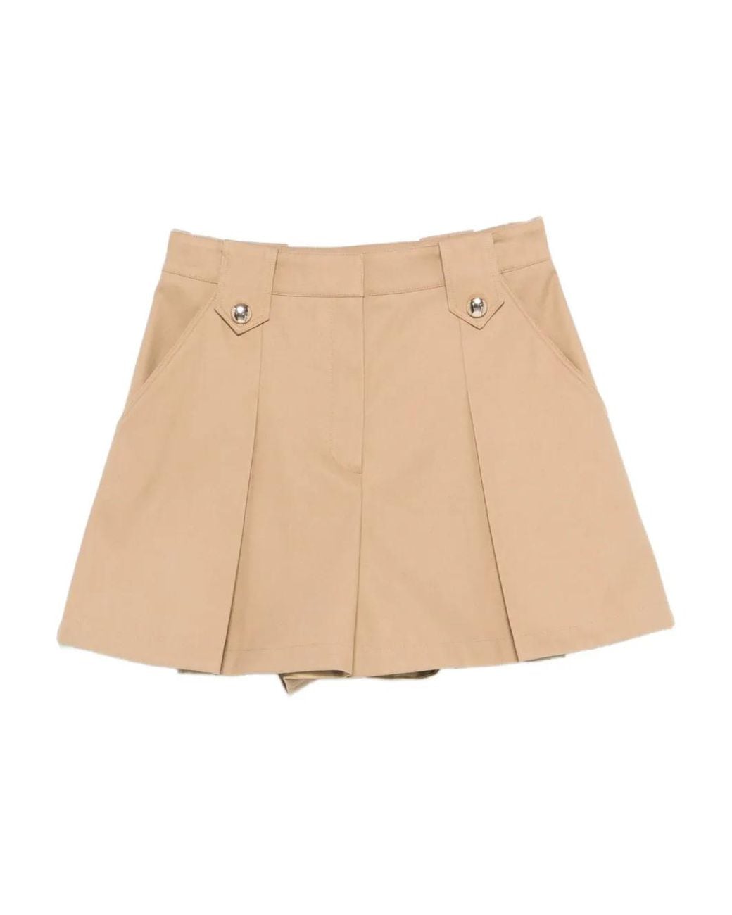 Maje Natural Pleated Cotton Shorts