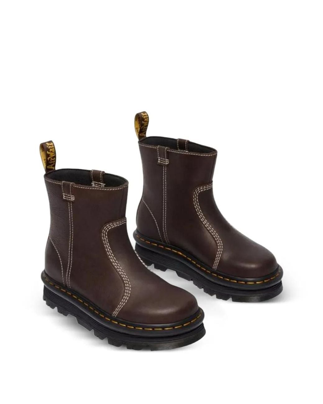 Dr. Martens Brown Zebzag Rigger Contrast-Stitch Leather Ankle Boots