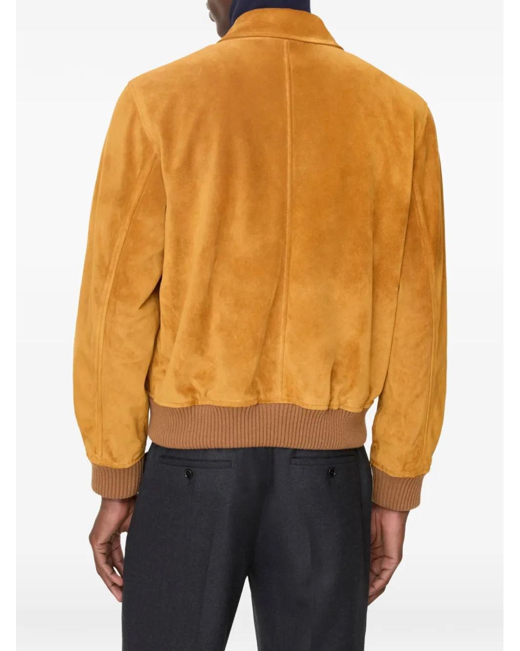 Burberry Orange Suede Harrington Jacket for men