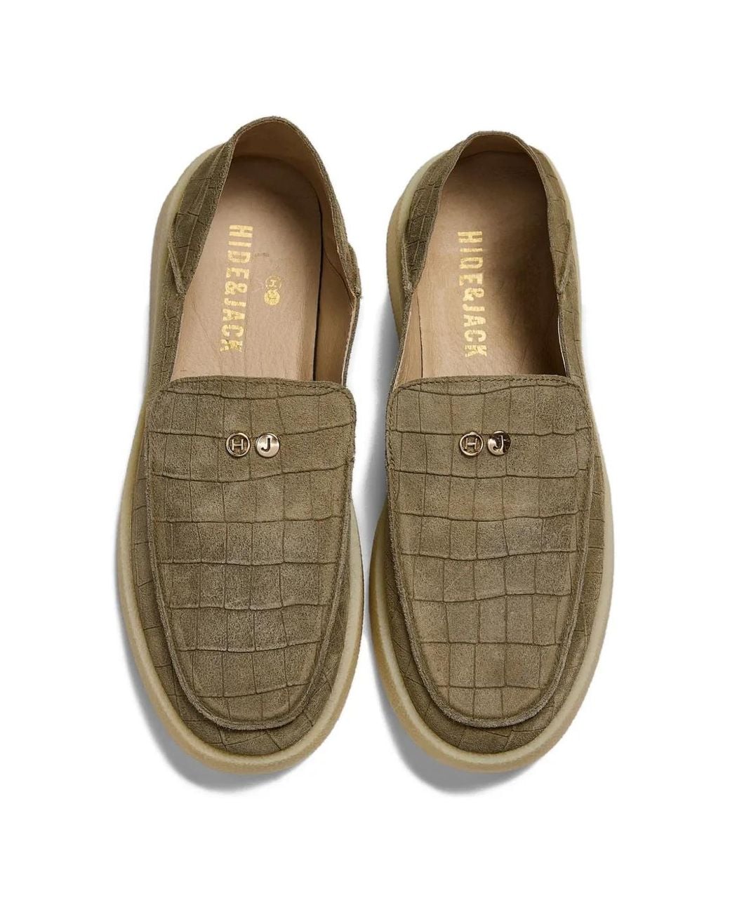 HIDE & JACK Green Crocodile-Effect Sneakers