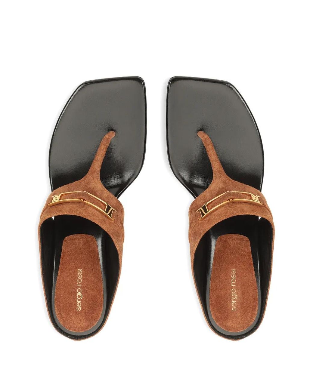 Sergio Rossi Brown Heeled Sandals T-Strap