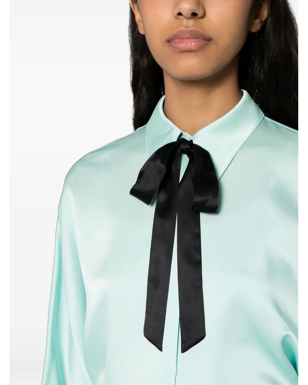 Styland Blue Chemise À Manches Kimono Et Lavallière