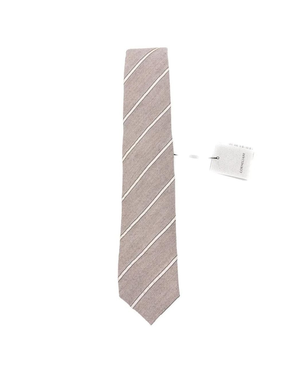 Corneliani White Stripe-Pattern Tie for men