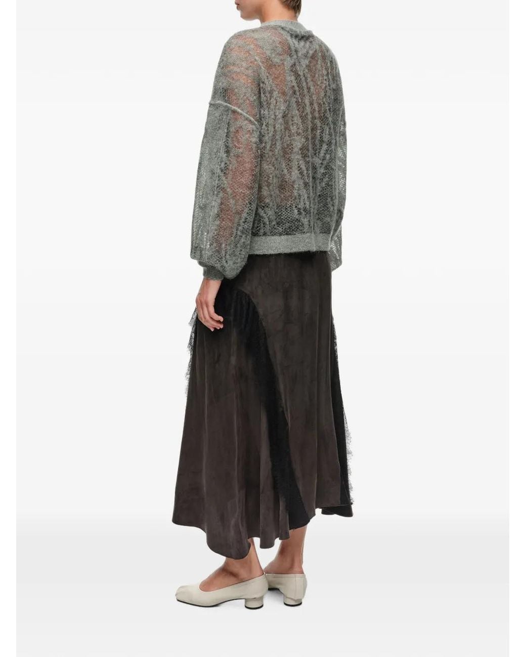 Bimba Y Lola Black Jupe Fluide Noire À Bords En Dentelle