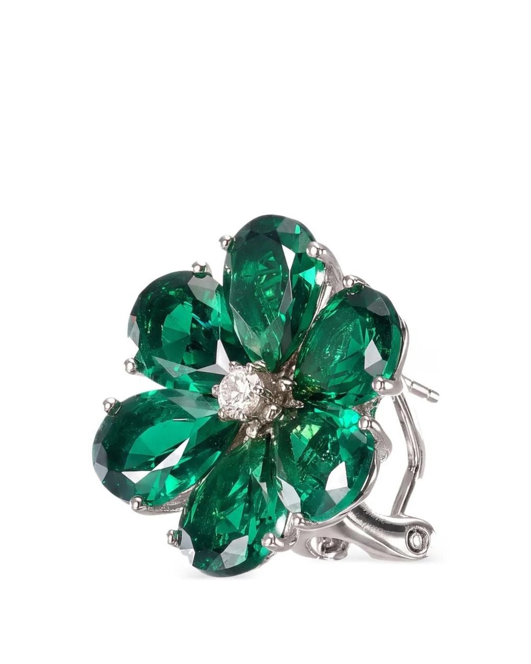 Anabela Chan Green Emerald Marguerite Daisy Earrings