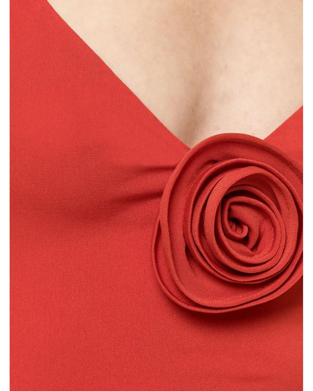 Nissa Red Robe Mi-Longue À Fleurs