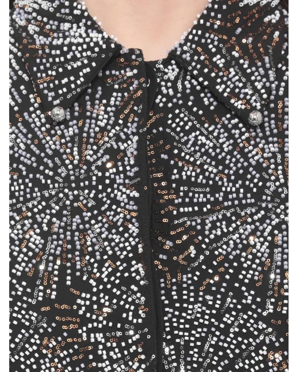 Rabanne Black Crepe Shirt With Pearl Embroidery