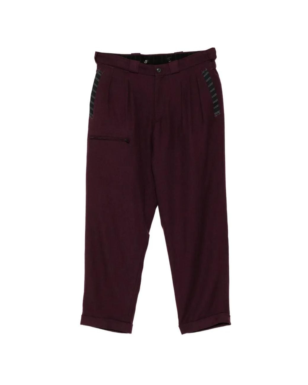 Yohji Yamamoto Purple Pantalon Plissé À Fermeture Zippée for men