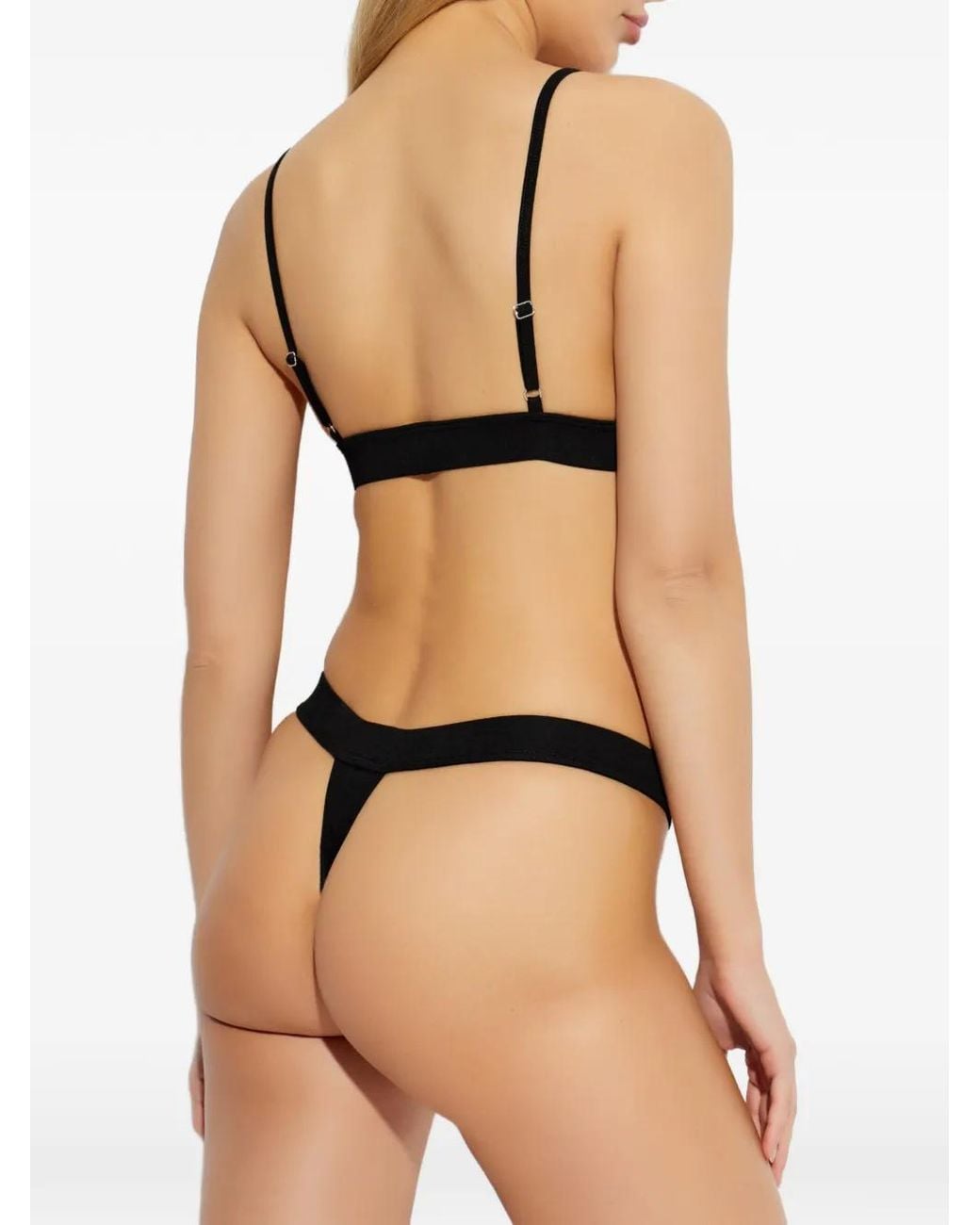 DSquared² Black Logo-Patch Thong