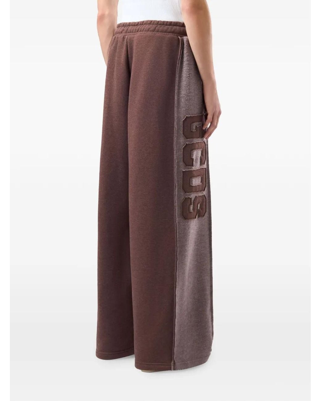 Gcds Brown Logo-Patch Wide-Leg Track Pants for men