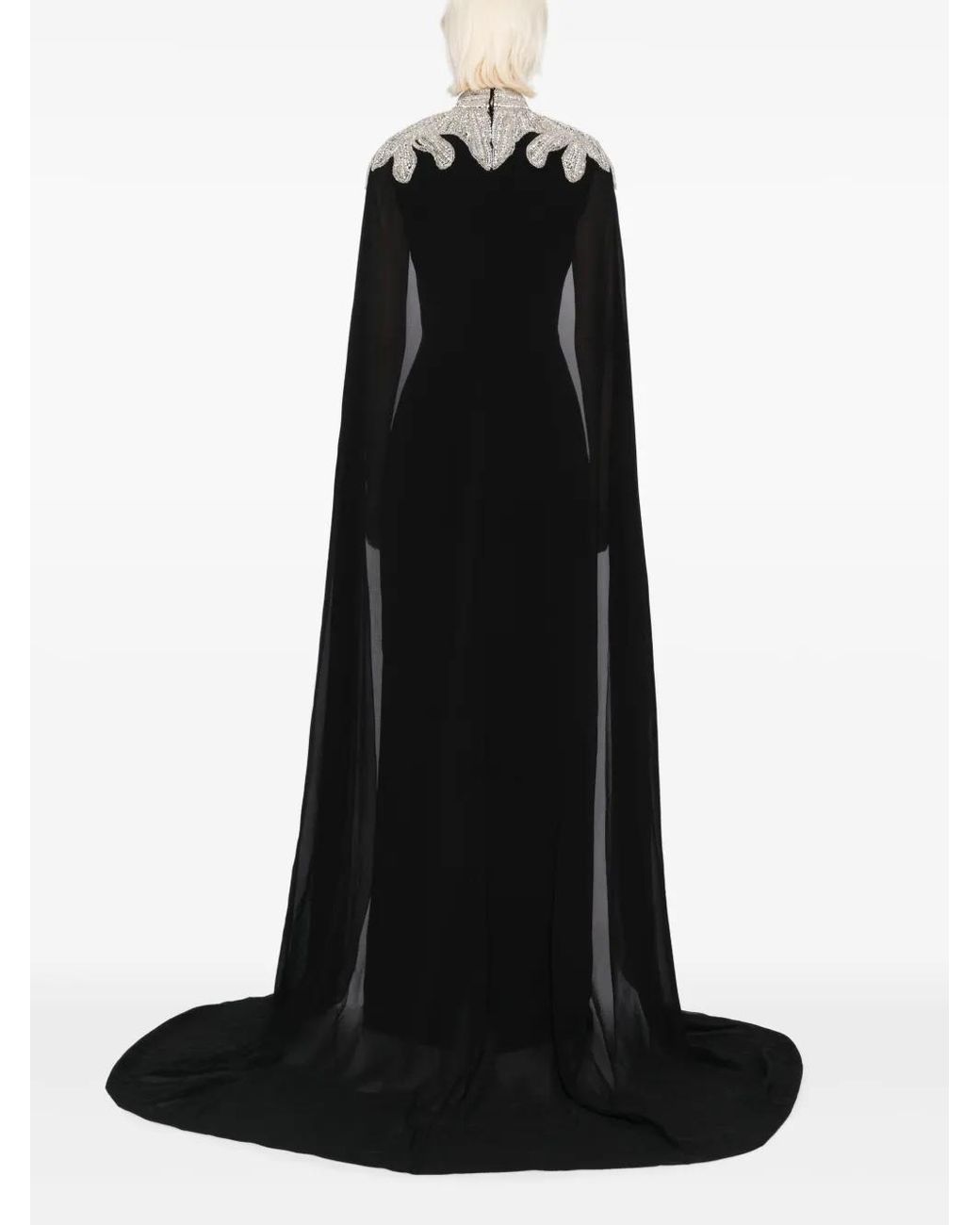 Saiid Kobeisy Black Embellished-Crepe Kaftan Dress