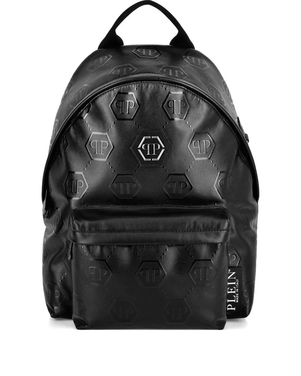 Philipp Plein Black Nappa Backpack Embossed Monogram for men