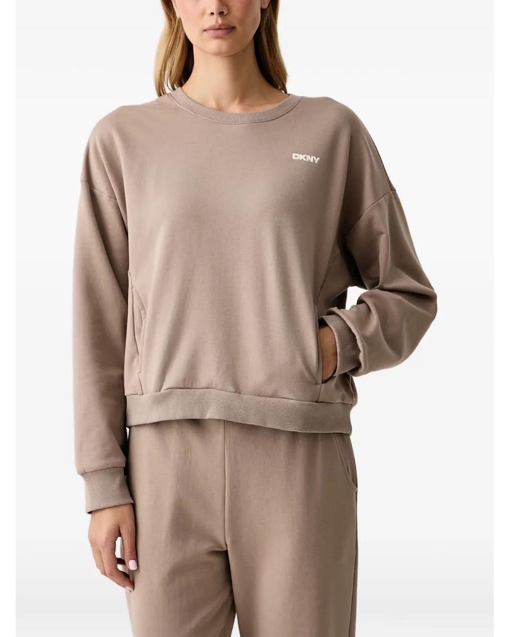 DKNY Pyjama Met Logoprint in het Natural
