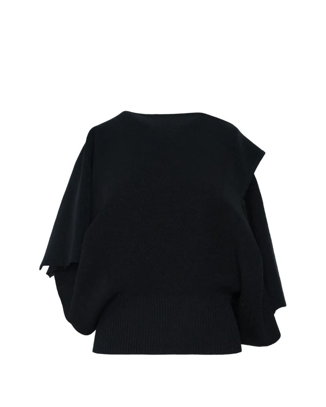CFCL Black Pottery Crease Asymmetric Ribbed-Hem Sweater