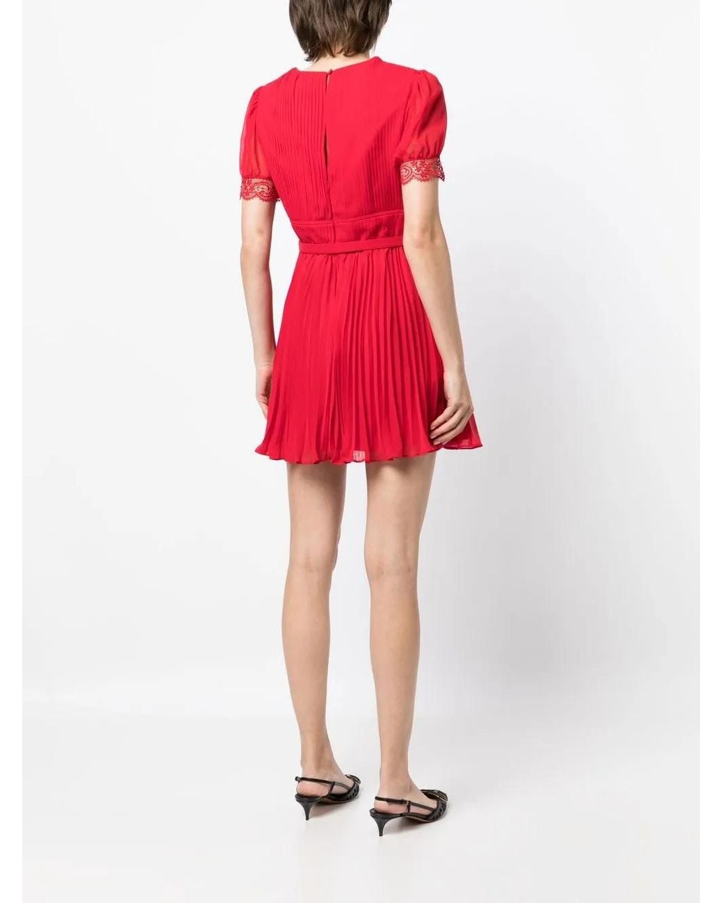 Self-Portrait Red Chiffon Mini Dress