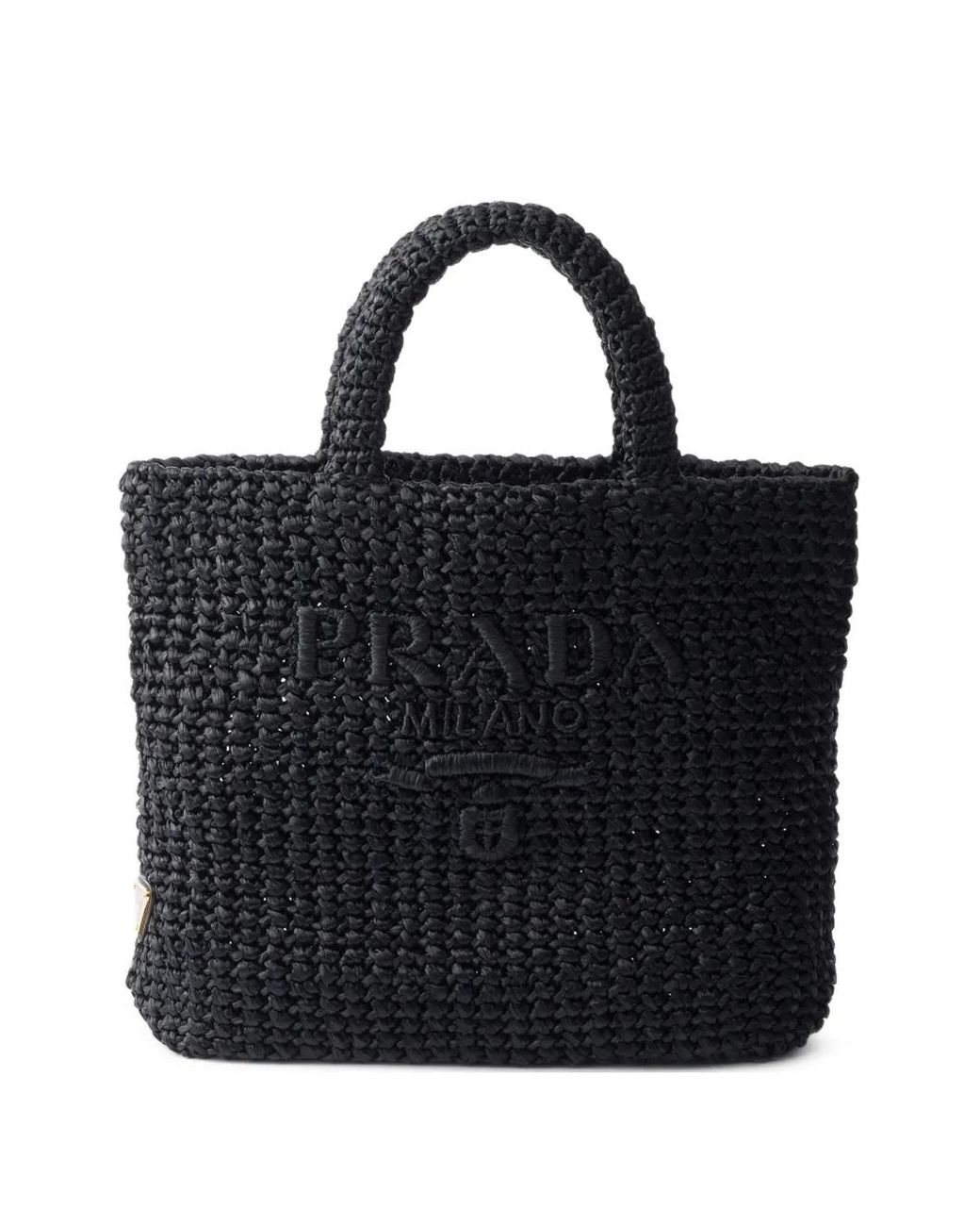 Prada Black Small Crochet Tote Bag