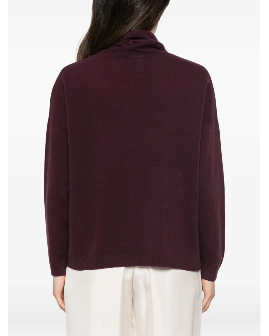Whyci Red Maglieria Floral-Applique Roll-Neck Sweater