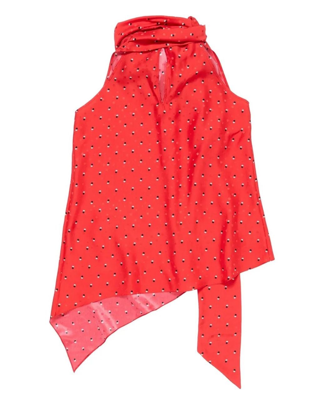 Acne Red Bow-Detail Asymmetric Top
