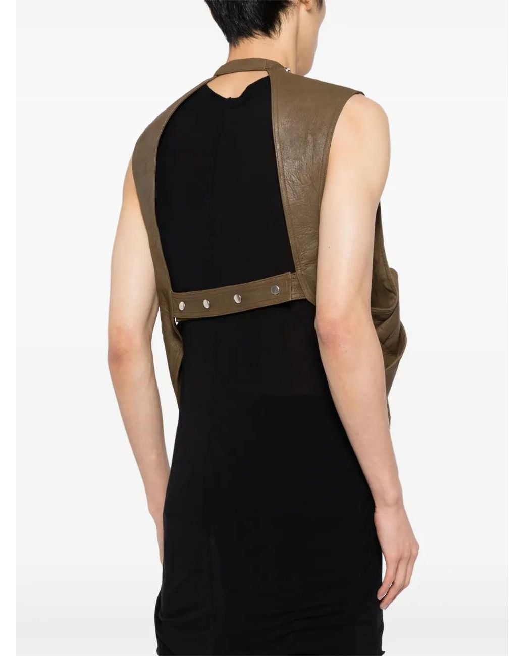 Rick Owens Natural Leather V-Neck Gilet for men