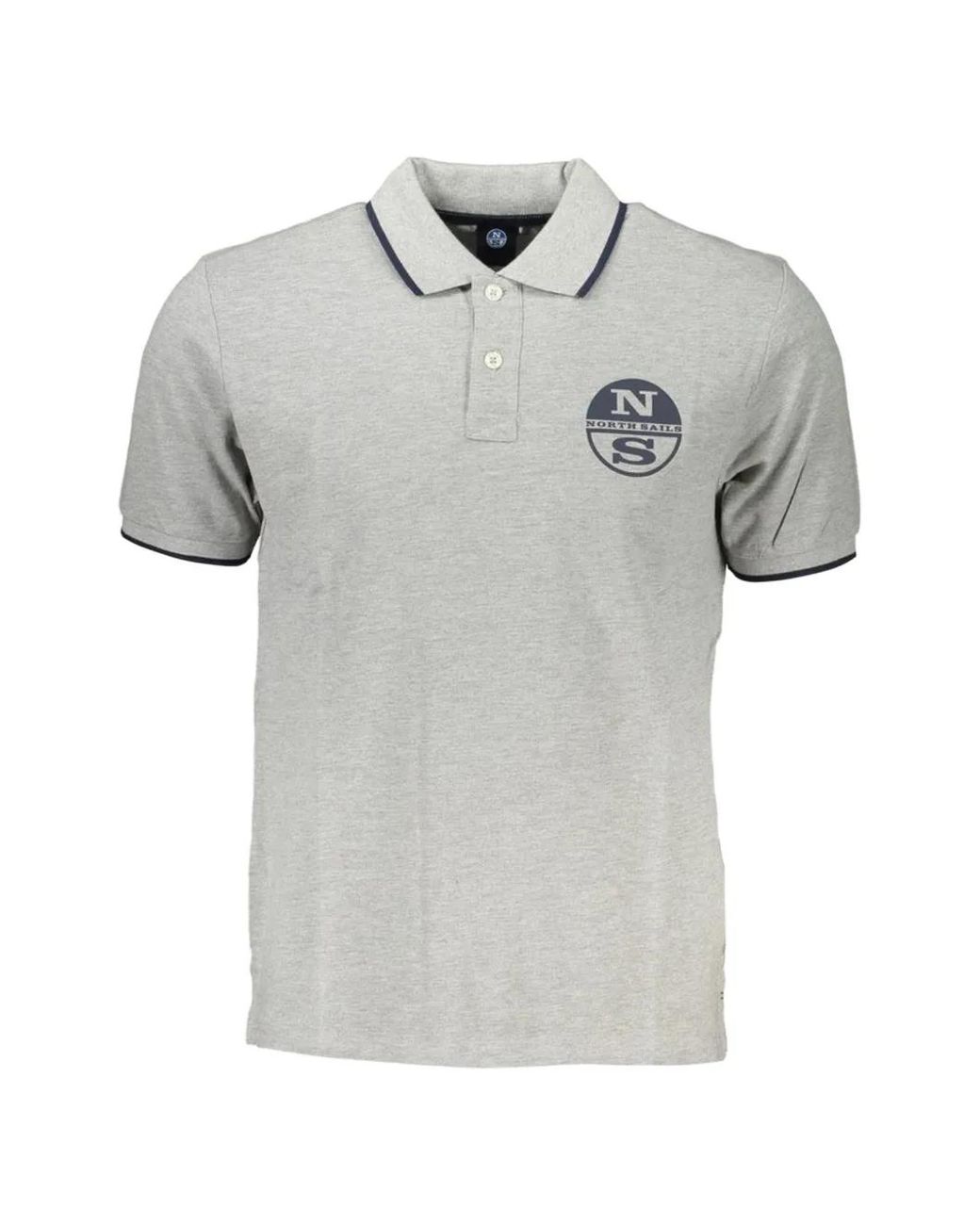 North Sails Gray Logo-Print Cotton Polo Shirt for men