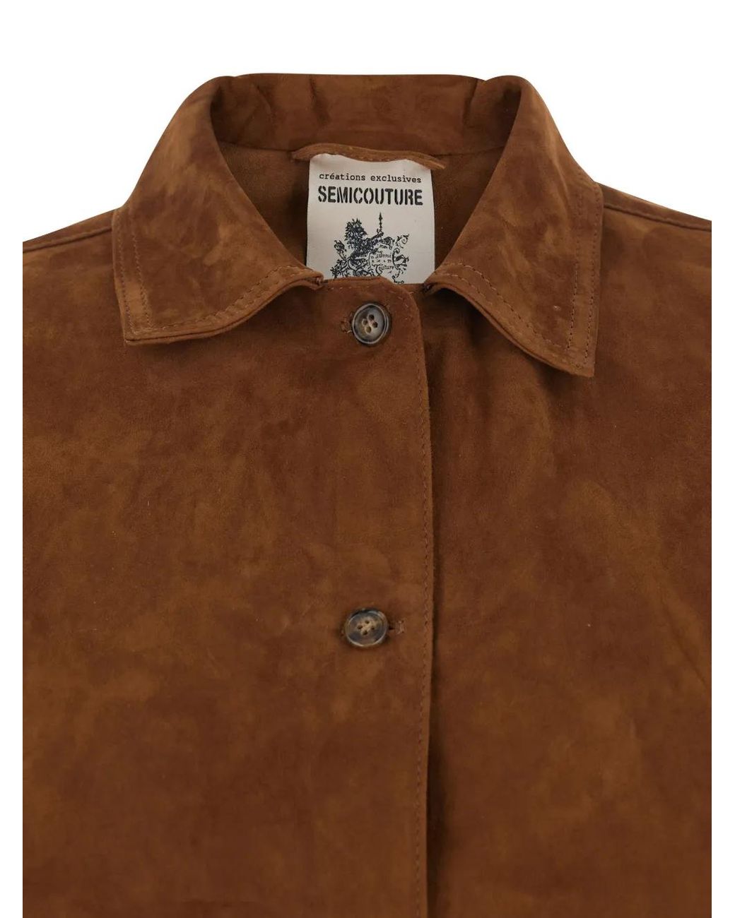 Semicouture Brown Buttoned Suede Top